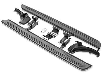 Black Aluminium Side Step Assist w/ Mud Flaps - Vogue III 14>